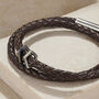 Men’s Silver And Leather Geometric Bracelet, thumbnail 2 of 6