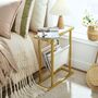 Gold Side Table Tempered Glass End Table With Sling, thumbnail 1 of 9