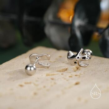 Mismatched Dinosaur Fossil Stud/Screw Back Earrings In Sterling Silver, 6 of 12