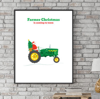 Personalised 'Farmer Christmas Is Coming To Town' Print, 4 of 4