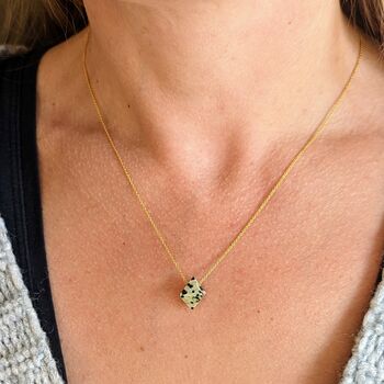 'The Octahedron' Dalmatian Jasper Gold Plated Necklace, 3 of 5