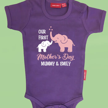 Personalised First Mother's Day Cute Elephant Babygrow, 2 of 6