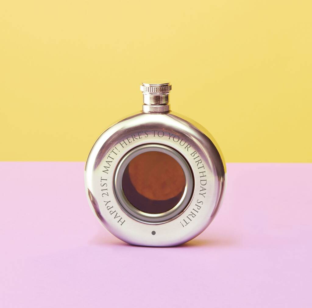 Personalised 'Your Own Message' Porthole Hipflask