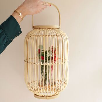 Hanging Rattan Lantern With Candle Holder, 5 of 5