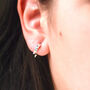Unisex Silver Spike Huggie Hoop Earrings, thumbnail 2 of 6