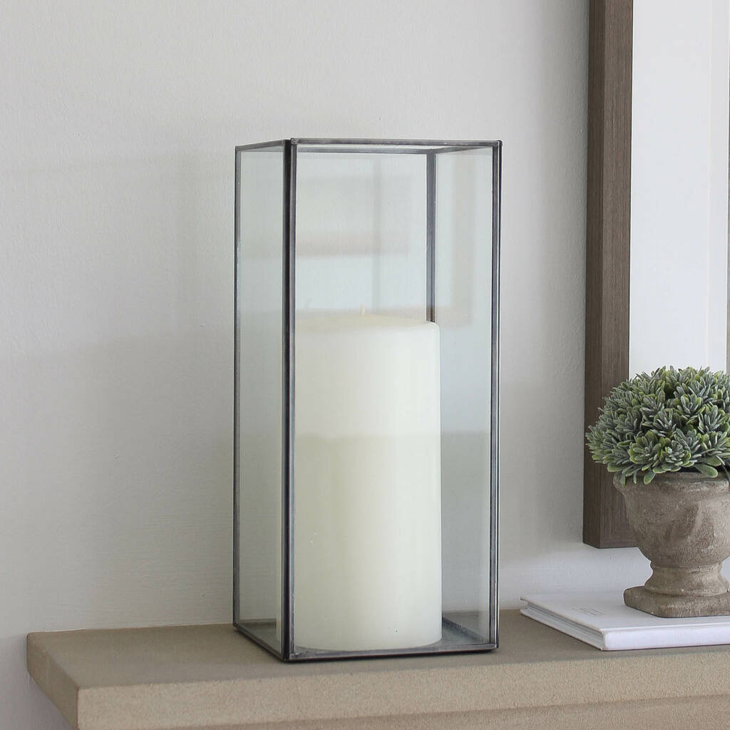 rectangle iron glass candle holder by marquis & dawe