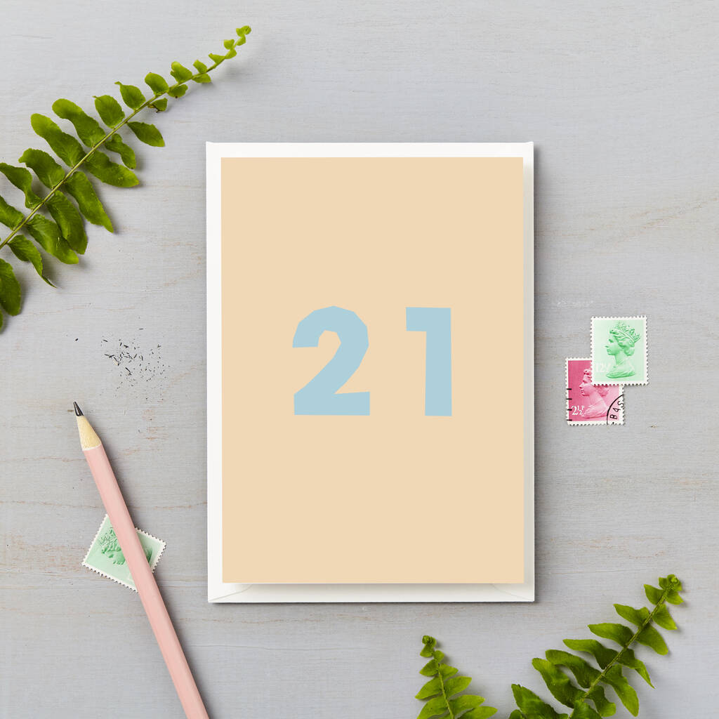 Image of 21st Birthday Card Bright Block Retro Colours