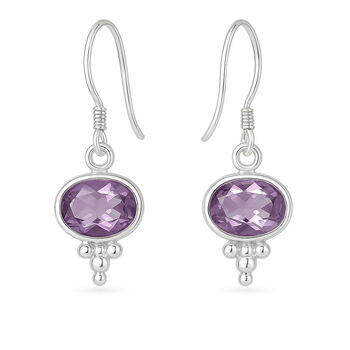 Sterling Silver February Birthstone Drop Earrings – 8mm X 10mm, 10 of 10