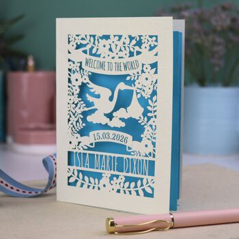 Personalised Floral New Baby Papercut Card, 7 of 9
