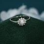 White Opal Cz Halo Ring In Sterling Silver, thumbnail 3 of 10