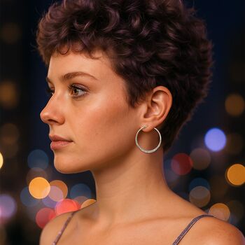 Battered Small Gold Plated Silver Hoop Earrings, 5 of 9