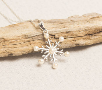 Silver Snowflake And Pearl Pendant, 3 of 4