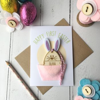 Personalised Girl's First Easter Decoration Card, 2 of 6