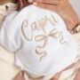 Personalised Embroidered Bow New Baby Romper Three Colours Available, thumbnail 3 of 6