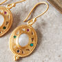 Moonstone Textured Drop 18 K Gold And Silver Earrings, thumbnail 7 of 10