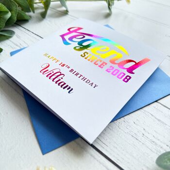 Birthday Legend Card, Rainbow Foil Custom Name And Year, 3 of 4