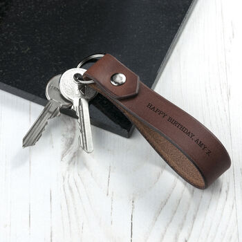 Personalised Luxury Brown Leather Keyring, 2 of 4