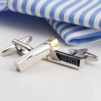 Personalised Polished Initial Bar Cufflinks, 3 of 7