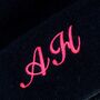 Navy Embroidered Personalised Neon Initial Beanie, thumbnail 2 of 2