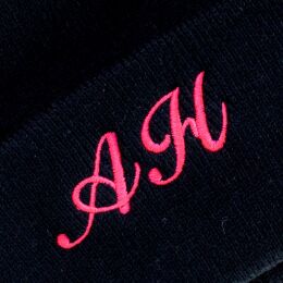 Navy Embroidered Personalised Neon Initial Beanie, 2 of 2