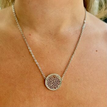 Silver Plated Filigree Disc Necklace, 4 of 9