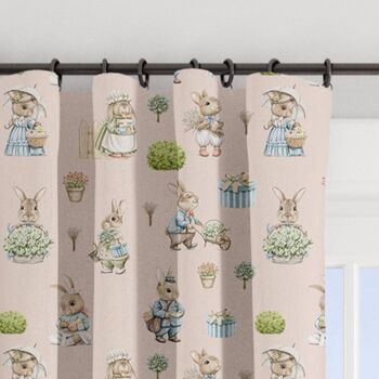 Bunny Family Blackout Lined Curtains, Blush Pink, 2 of 4