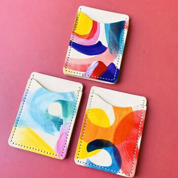 Leather Card Holder Hand Painted, 4 of 8