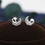 Cz Moon Screw Back Earrings In Sterling Silver, thumbnail 6 of 12