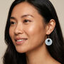 Blue And Cream Geometric Circular Earrings • Gold Plated Sterling Silver Hooks, thumbnail 2 of 10
