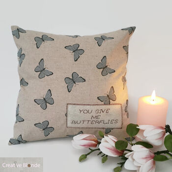 Butterfly Teal Cushion, Personalised New Home Gift, 7 of 11