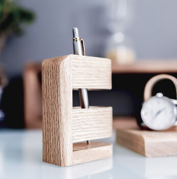 Modern Luxury Oak Pen Holder Storage Personalised Gifts, 3 of 9