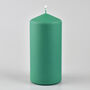 G Decor Henry Velvet Matt Emerald Green Pillar Candles, thumbnail 2 of 4