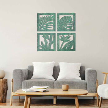 Quadrant Foliage: Four Panel Wooden Leaves Wall Art, 10 of 11