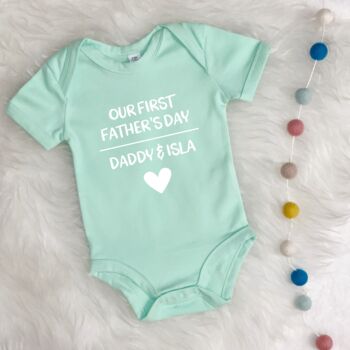 Our First Fathers Day Personalised Babygrow, 2 of 8