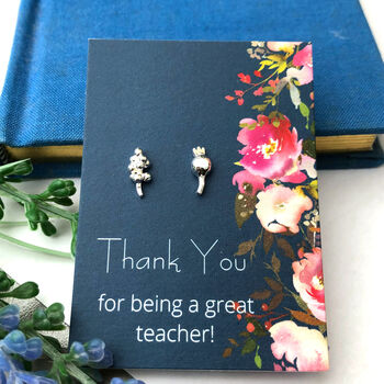 Thank You Teacher Lavender And Poppy Seed Head Earrings, 3 of 10