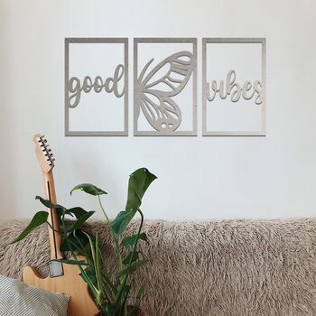 Good Vibes Metal Wall Art Butterfly Motif Set, 8 of 11