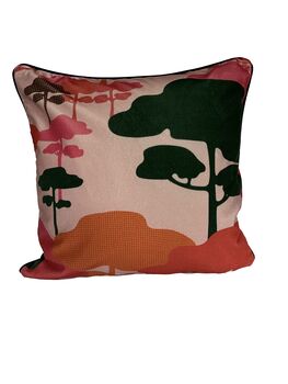 Retro Tree Velvet Cushion Pink, 5 of 7