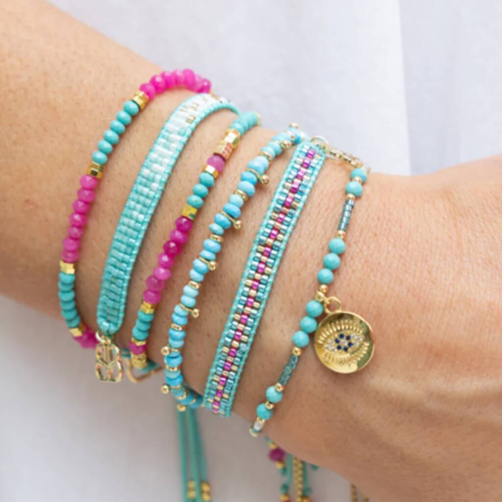 Paradise Fuchsia Turquoise Bracelet Stack By Boho Betty