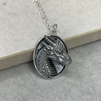 925 Sterling Silver Dragon Head Necklace, 8 of 11