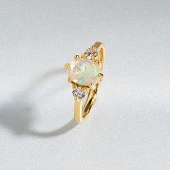 Opal Ring In Sterling Silver And Gold Vermeil, 7 of 9