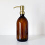 Refillable Amber Bottle With Brushed Gold Metal Pump, thumbnail 5 of 6