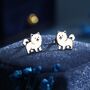 Pomeranian Dog Sterling Silver Stud Earrings, thumbnail 1 of 10