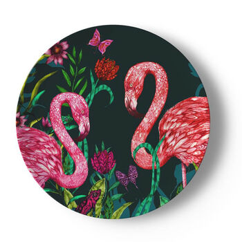 Exotic World Flamingo Bone China Plate In Midnight Blue Medium, 4 of 4