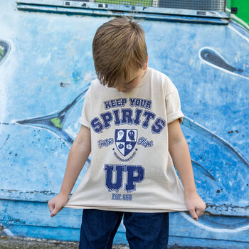 Keep Your Spirits Up Boys' Slogan T Shirt, 2 of 5