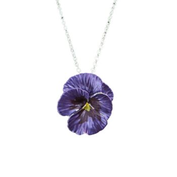 Pansy Purple Flower Pendant Necklace, 4 of 5