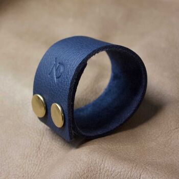 Wide Personalised Leather Bracelet With Gold Button, 9 of 12