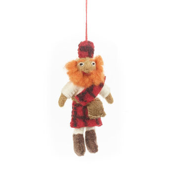 Handmade Felt Lachlan The Scotsman Hanging Decoration, 2 of 2