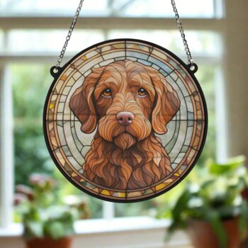 Vizsla Wirehaired Stained Glass Effect Suncatcher, 5 of 6