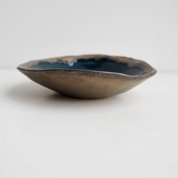 Handmade Teal And Gold Ceramic Ring Dish, 4 of 9