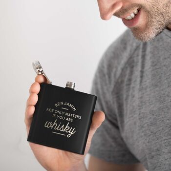 Personalised Age Only Matters Hip Flask Gift For Grandpa, 7 of 12
